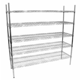 Chrome Wire Mobile Trolley 460 x 610mm 4 Tier. 4 x Castors