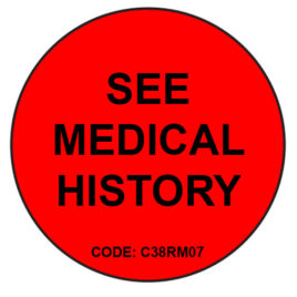See Medical History - Round label 38mm 500 per roll