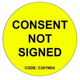 Consent not signed - Round label 38mm 500 per roll